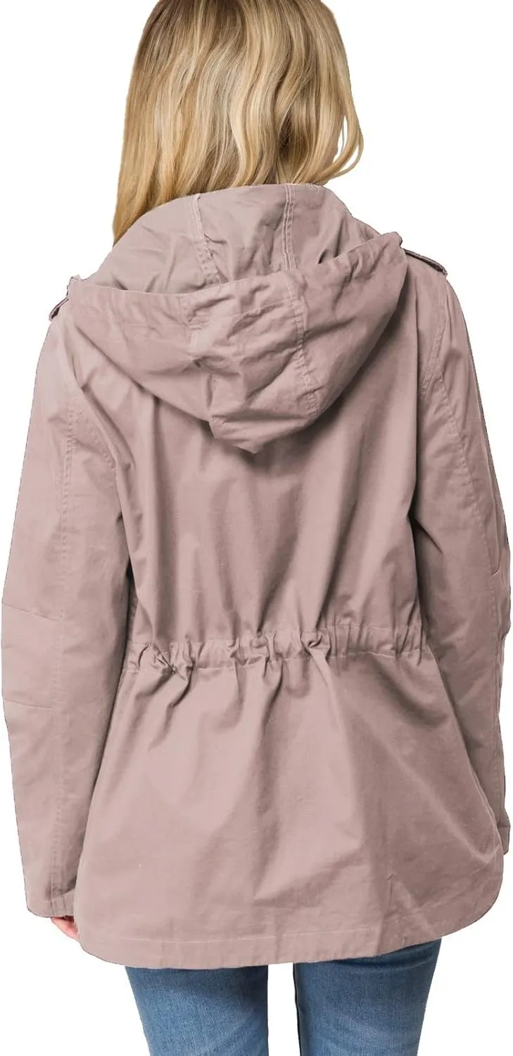 Design by Olivia Women's Lightweight Front Zipper Solid Utility Anorak Hoodie Vest/Jacket