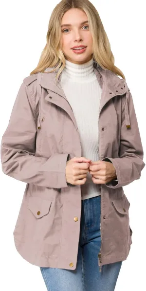 Design by Olivia Women's Lightweight Front Zipper Solid Utility Anorak Hoodie Vest/Jacket