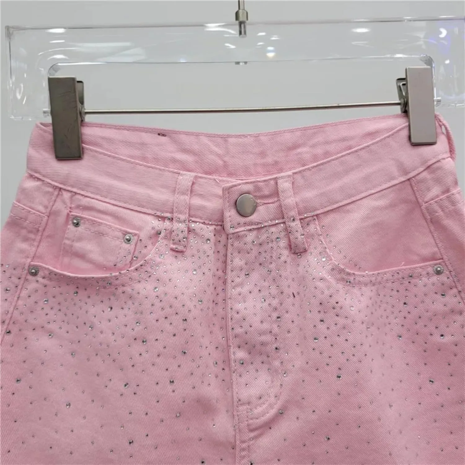 Diamond Hole Denim Shorts for Women's Summer High Waisted Jean Booty Shorts