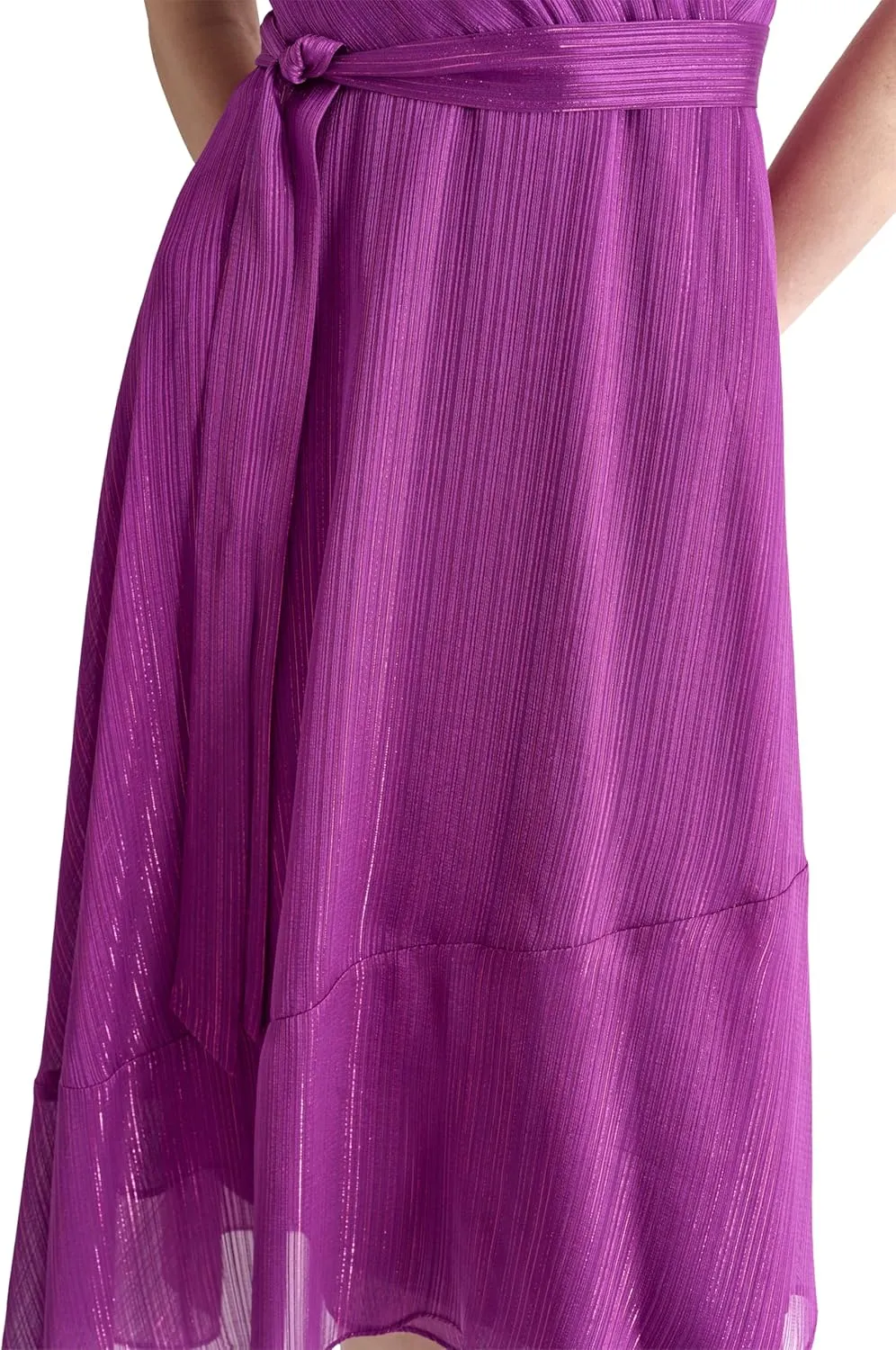 DKNY Women's Sleeveless Tie Fit & Flare Midi Dress