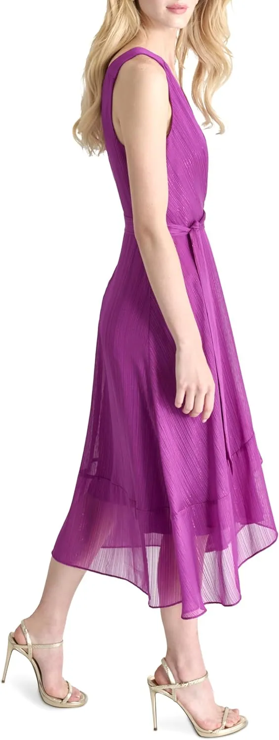 DKNY Women's Sleeveless Tie Fit & Flare Midi Dress
