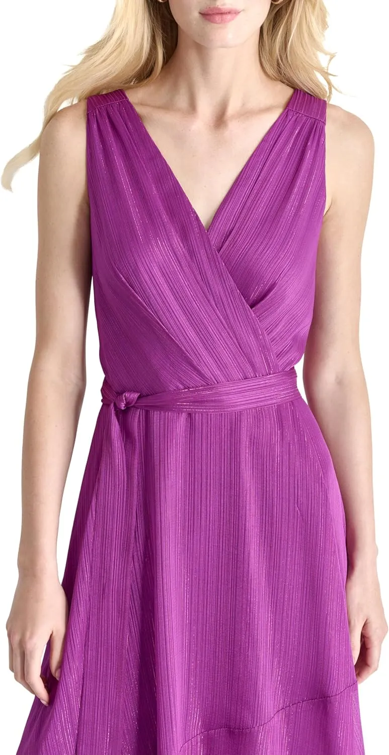 DKNY Women's Sleeveless Tie Fit & Flare Midi Dress