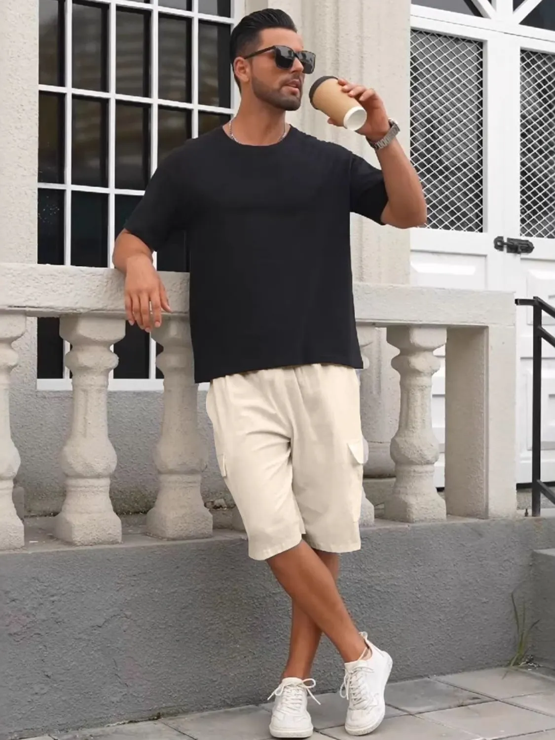 Drawstring Cargo Pocket Shorts