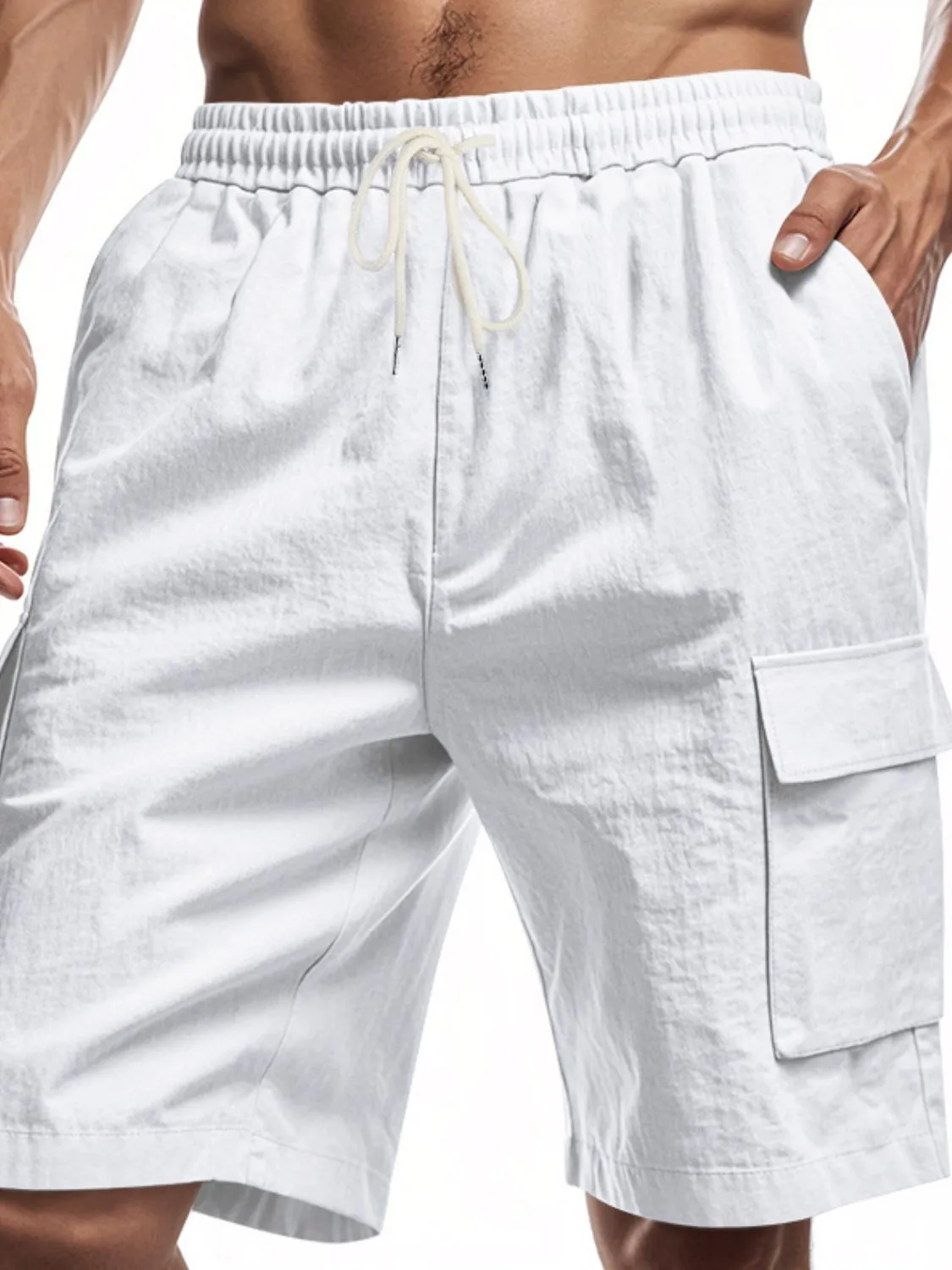 Drawstring Cargo Pocket Shorts