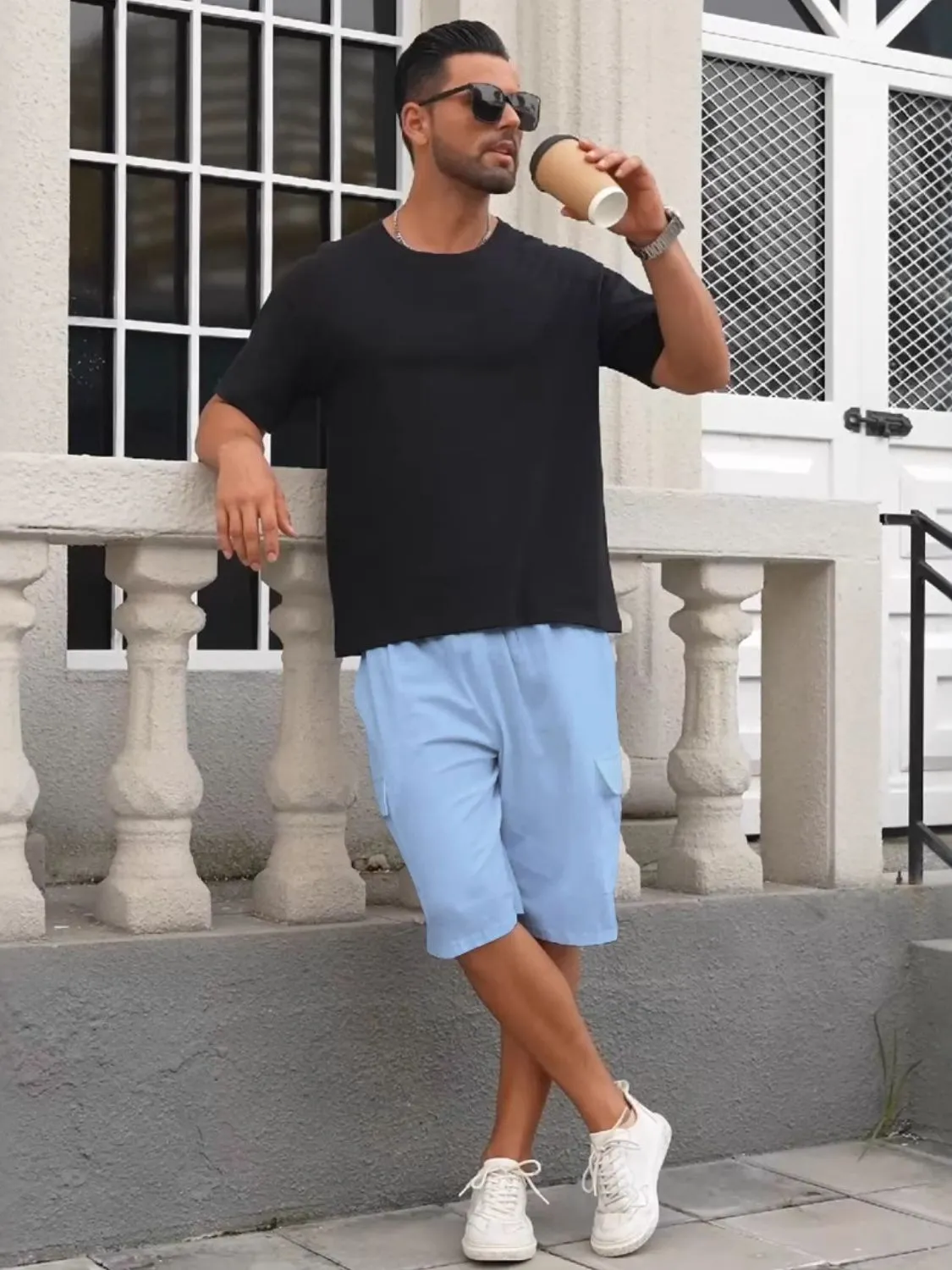 Drawstring Cargo Pocket Shorts