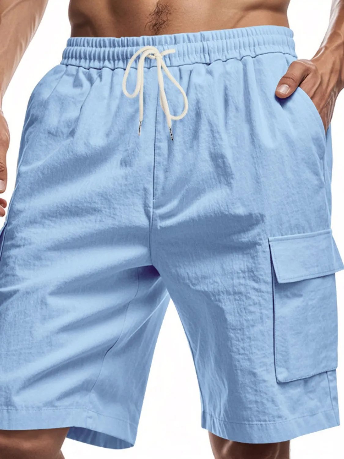 Drawstring Cargo Pocket Shorts