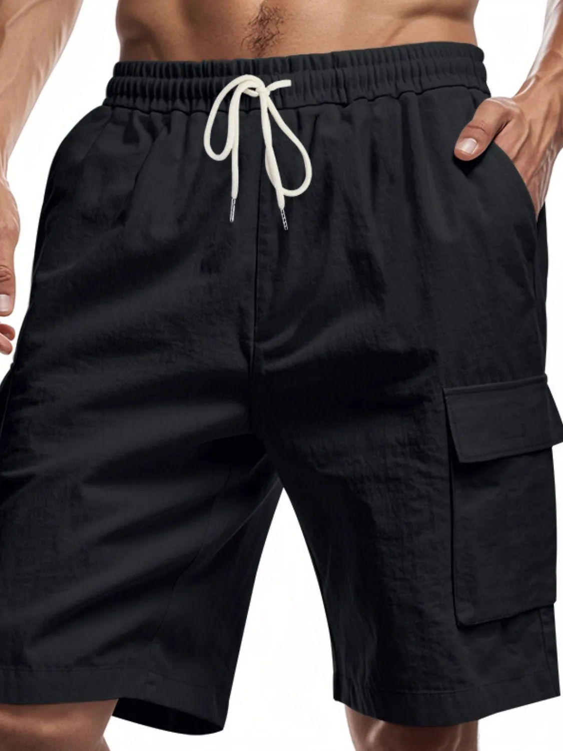 Drawstring Cargo Pocket Shorts