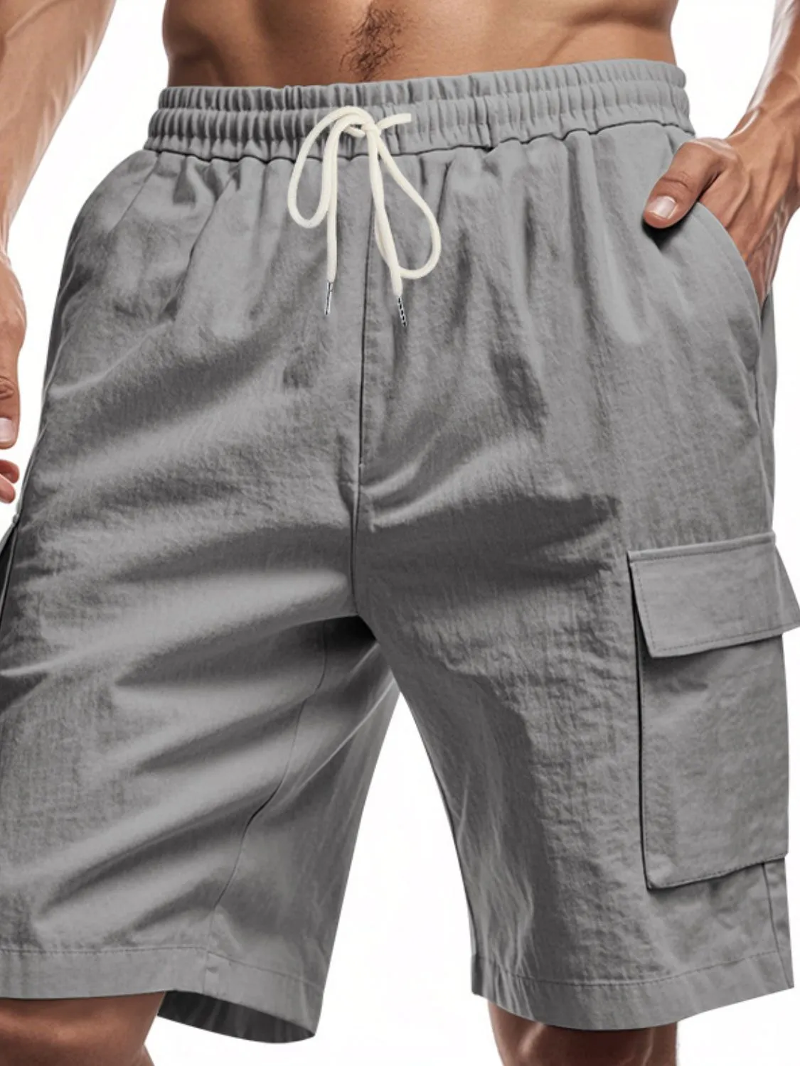 Drawstring Cargo Pocket Shorts