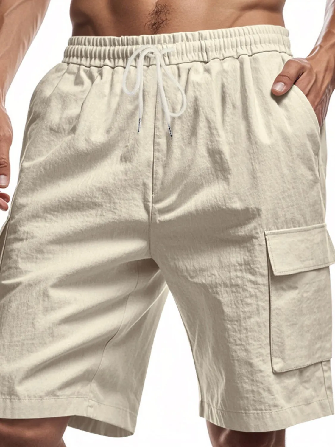 Drawstring Cargo Pocket Shorts