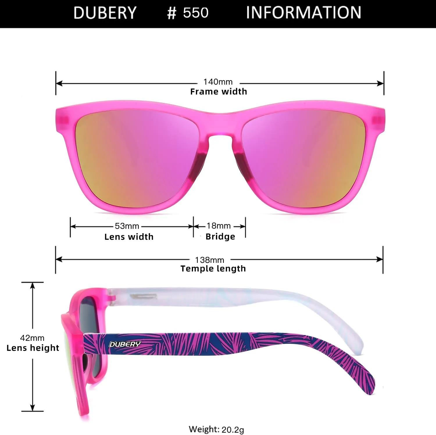 DUBERY Classic Polarized Sunglasses for Women Men Trendy Retro Designer Style Shades D550