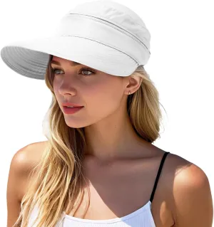 Durio Sun Hat for Women UV Protection Visor Hats Wide Brim Sun Hats Ponytail for Summer Beach Tennis Golf Garden