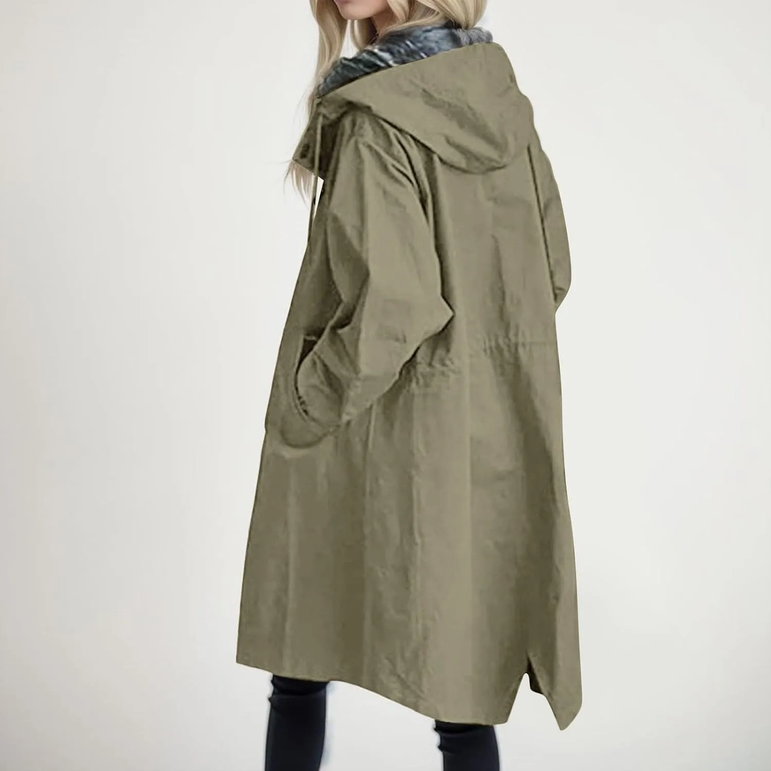 Eduavar Jackets for Women Casual Dressy Windbreaker Trench Coat Women Oversized Long Sleeve Button Down Jackets with Pockets