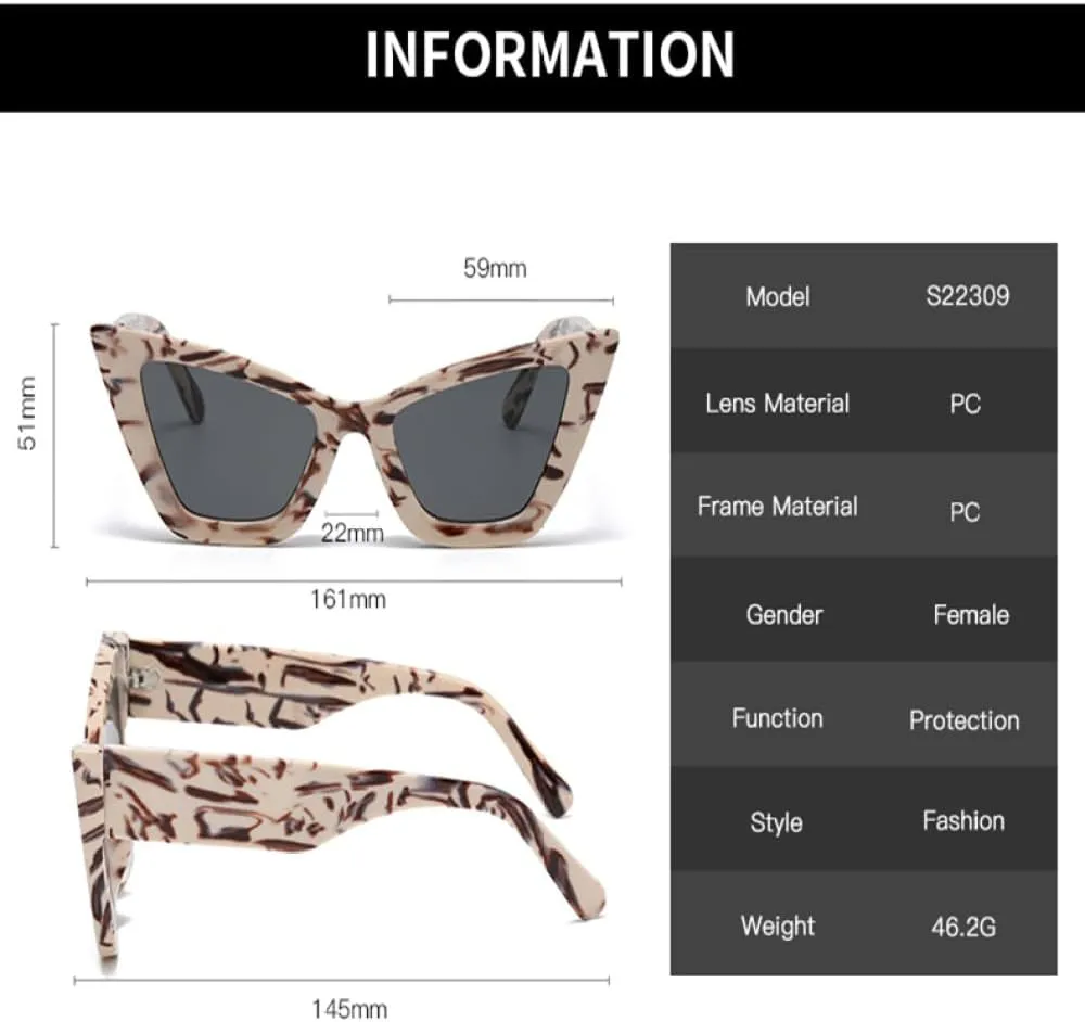 Fashion Cat Eye Sunglasses Women Retro Black Cateye Sun Glasses Classic Vintage UV400