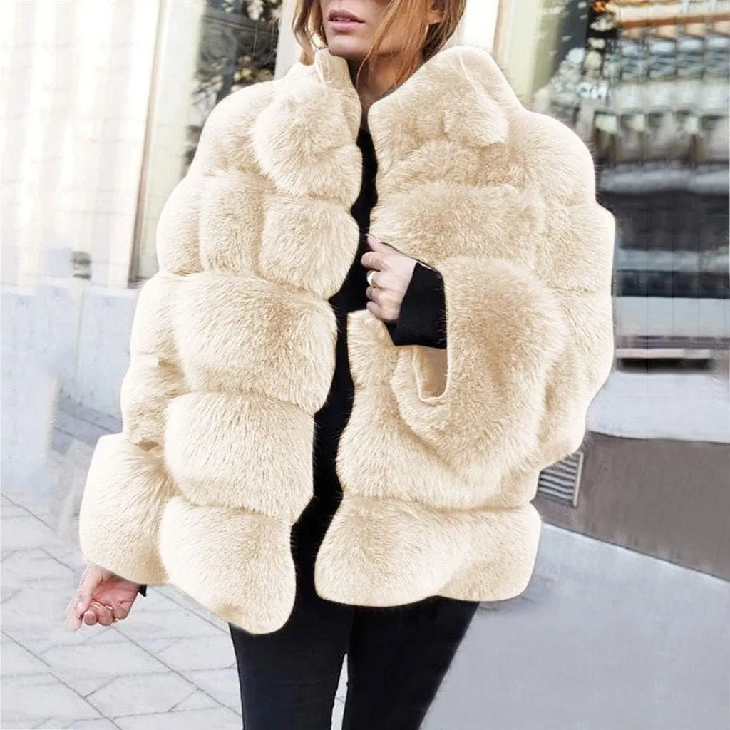 Faux Fur Jackets for Women 2024 Trendy Plus Size Sherpa Lined Fuzzy Fleece Jacket Loose Fit Oversized Thermal Winter Coats