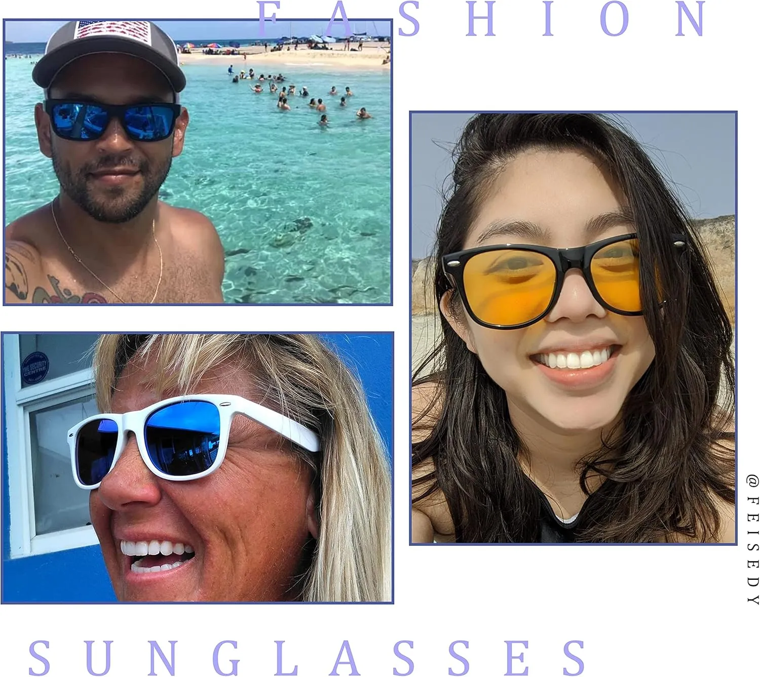 FEISEDY Classic Square Retro Polarized Sunglasses Women Men 80s Sun Glasses Trendy UV400 B1858
