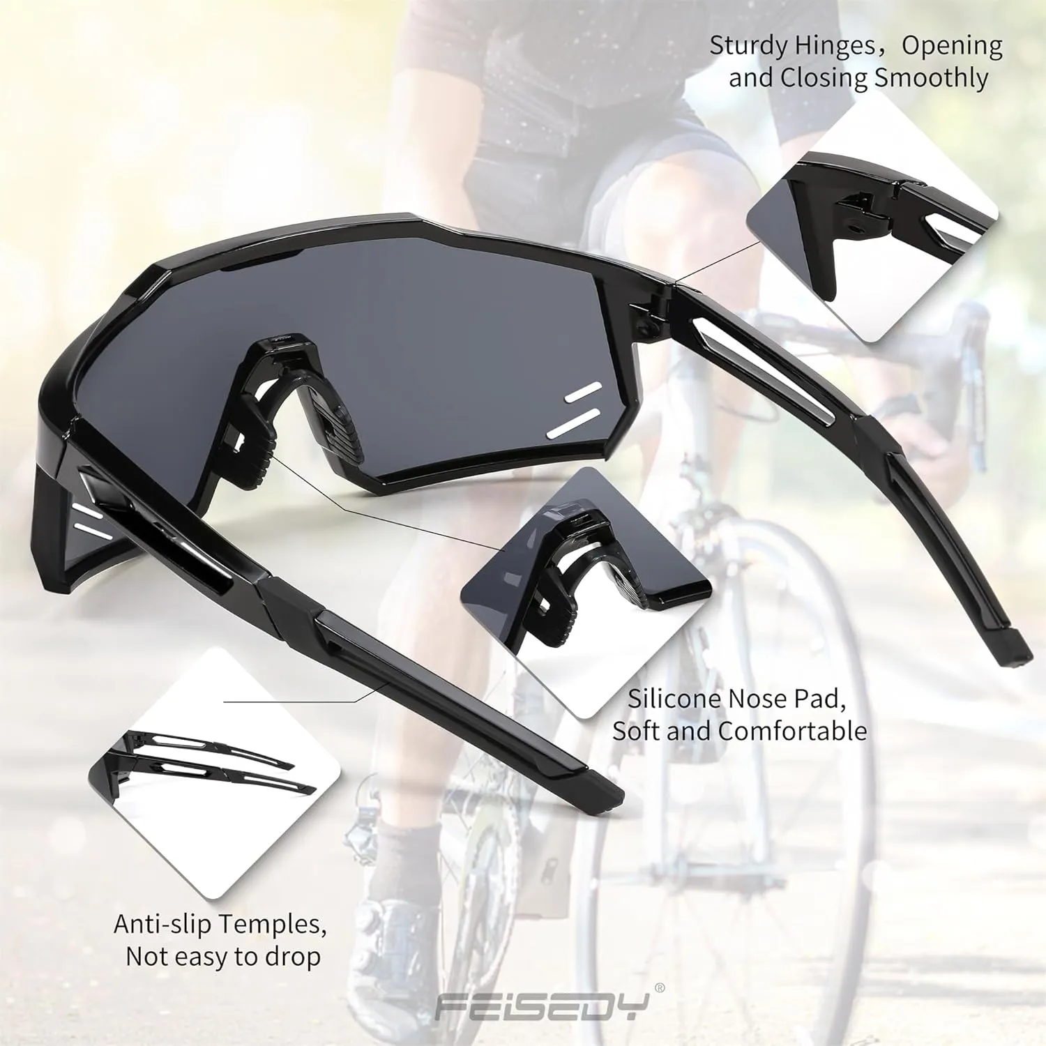 FEISEDY Sports Sunglasses Wraparound 80s Visor Men Women Outdoor Shield Baseball Sunglasses B4125