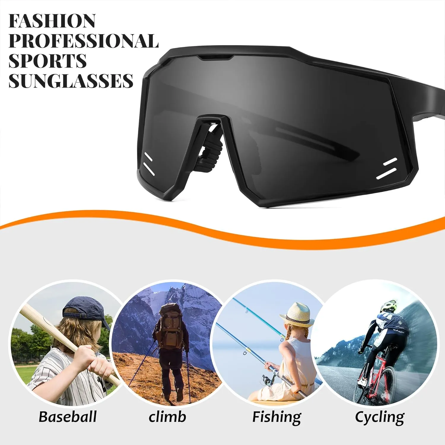 FEISEDY Sports Sunglasses Wraparound 80s Visor Men Women Outdoor Shield Baseball Sunglasses B4125