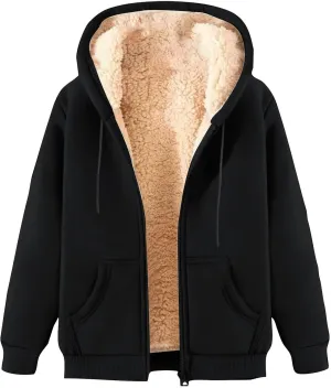 Finelylove Mens Fleece Lined Jackets Winter Coat Casual Zip Up Hoodies Fall Winter Sherpa Cardigan Sweater Sweatshirt