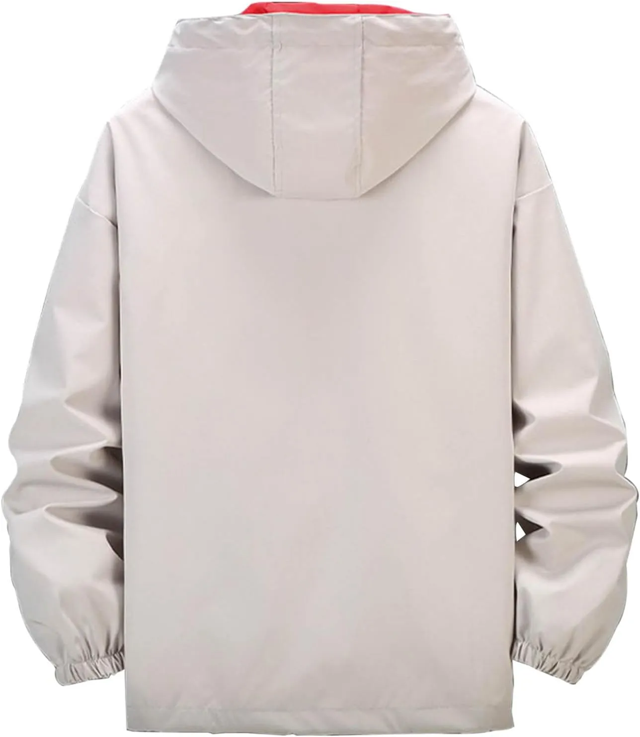 Finelylove Mens Jacket with Hood,Water Resistant Windbreaker Jackets Outdoor Patchwork Hooded Spring/Fall Jacket Fashion
