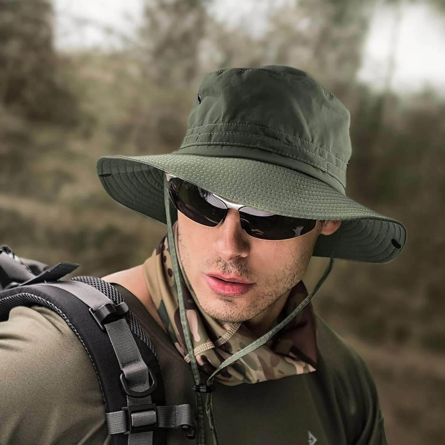 Fishing hat Wide Brim Sun Protection Hat with Breathable Safari hat and Fisherman hat Hiking Hats Boonie Hats for Man
