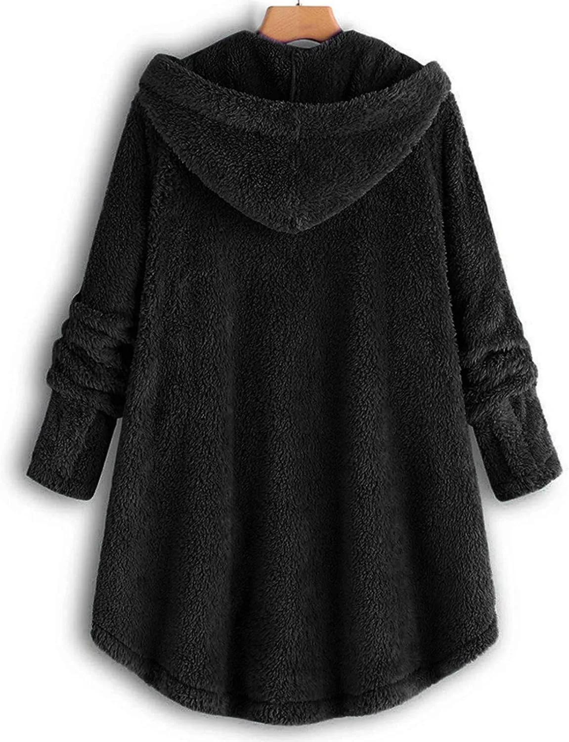 Fleece Jacket Women Button Down Sherpa Jacket Fuzzy Warm Jacket Long Sleeve Hooded Coat Winter Coats for Women