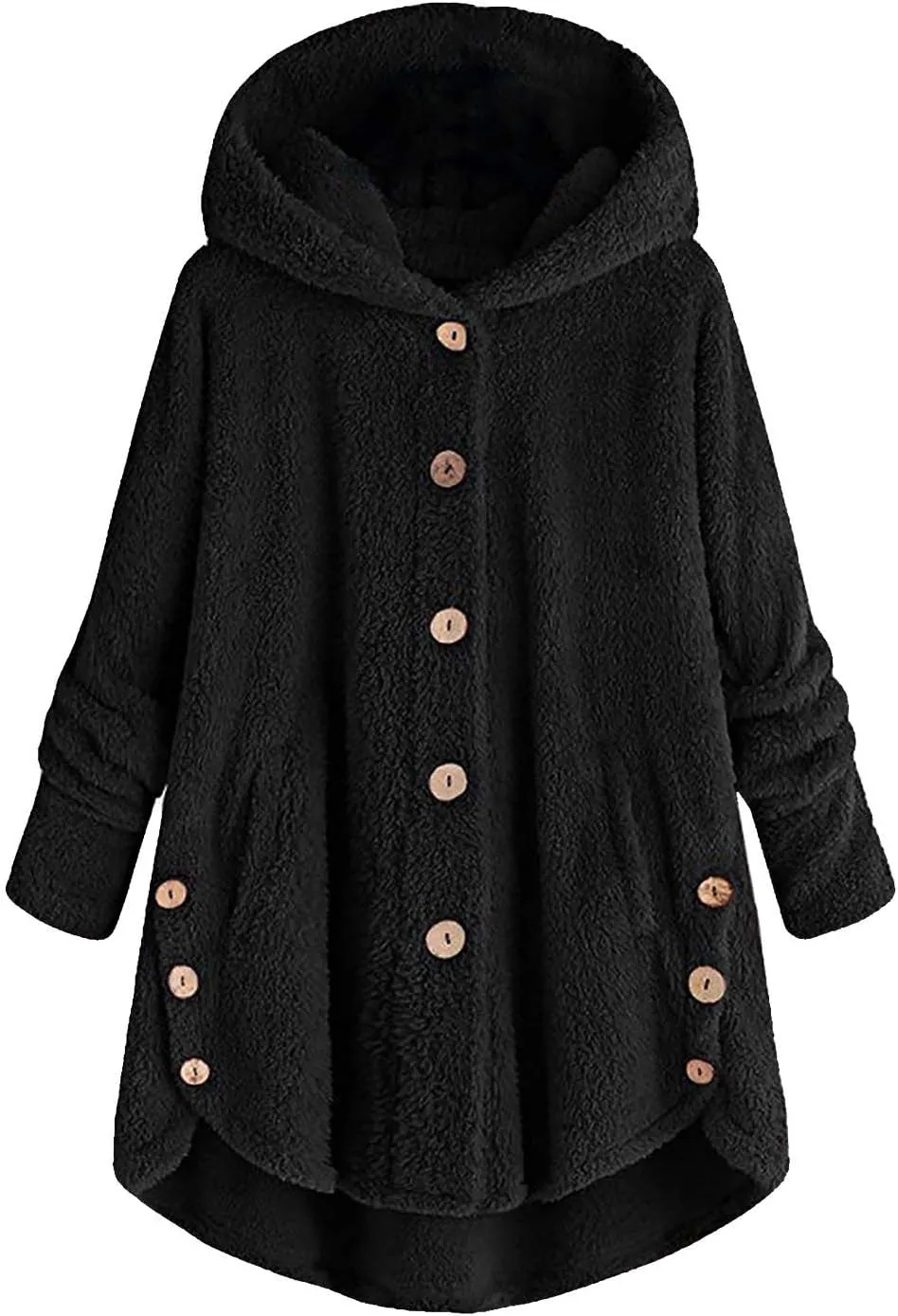 Fleece Jacket Women Button Down Sherpa Jacket Fuzzy Warm Jacket Long Sleeve Hooded Coat Winter Coats for Women