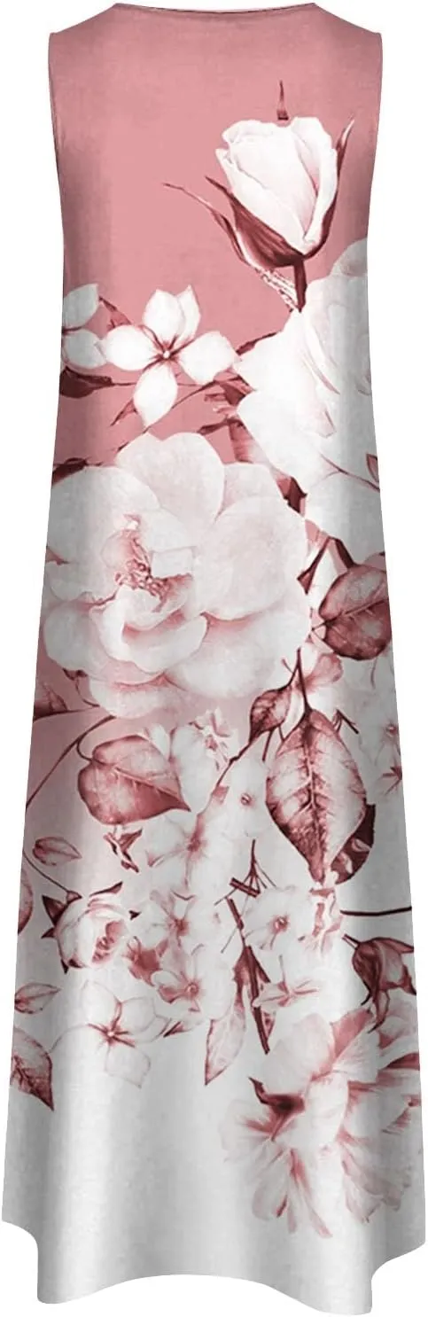 Floral Formal Dress 2025 Vacation Beach Casual Summer Sundresses Sleeveless Tank Short Casual Spring V Neck Chiffon