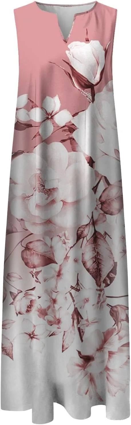 Floral Formal Dress 2025 Vacation Beach Casual Summer Sundresses Sleeveless Tank Short Casual Spring V Neck Chiffon