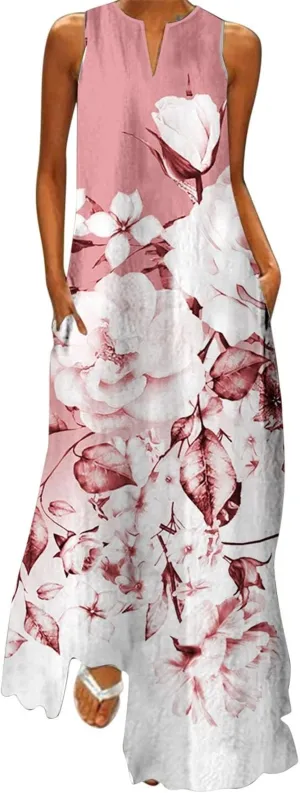 Floral Formal Dress 2025 Vacation Beach Casual Summer Sundresses Sleeveless Tank Short Casual Spring V Neck Chiffon