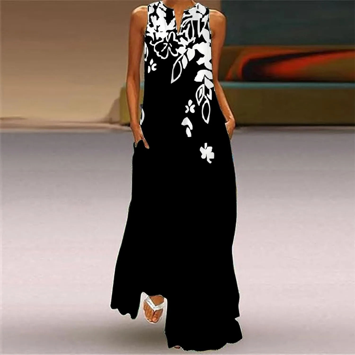 Floral Formal Dress 2025 Vacation Beach Casual Summer Sundresses Sleeveless Tank Short Casual Spring V Neck Chiffon