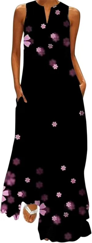 Floral Formal Dress 2025 Vacation Beach Casual Summer Sundresses Sleeveless Tank Short Casual Spring V Neck Chiffon