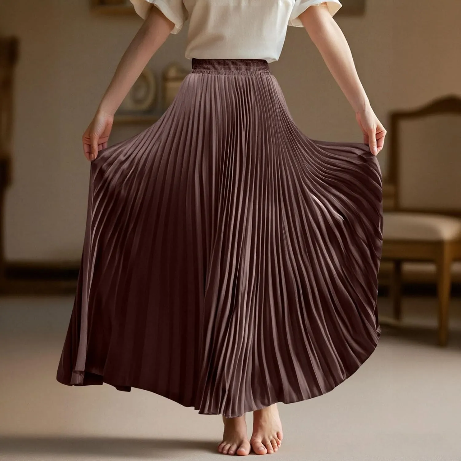 Floral Skirts for Women Flutter Peasant Casual Going Out Elastic Waist Festival Flowy Travel Smocked Boho Skirts for Women