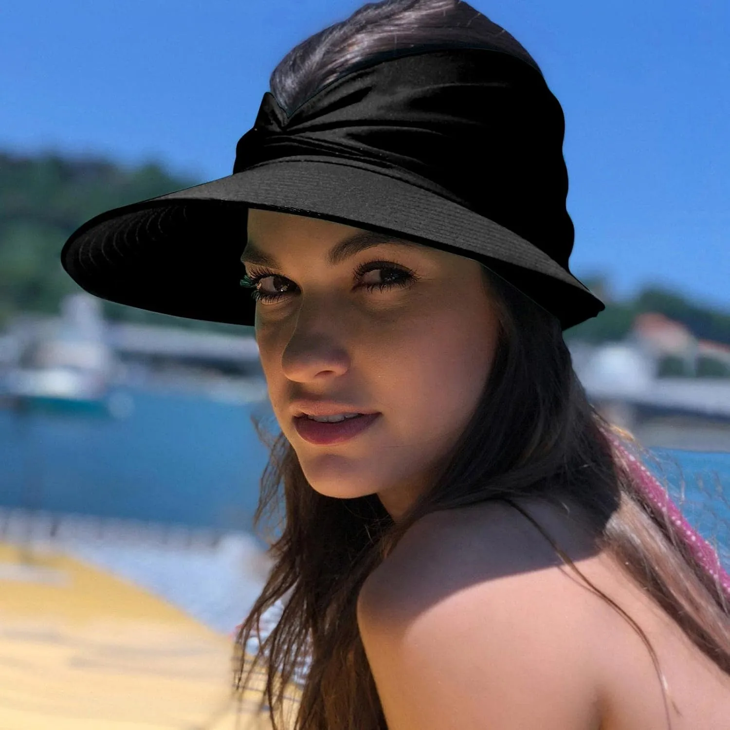 FUDERU Sun Visor Hats Clip On Wide Brim Visors Hat Women Men Outdoor Sports Beach Travel Tennis Caps s