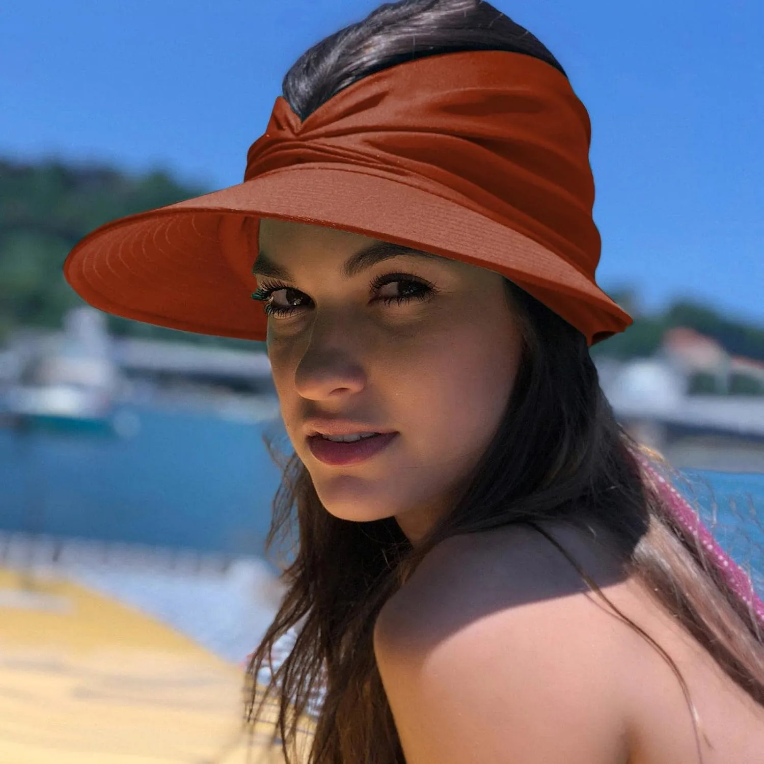 FUDERU Sun Visor Hats Clip On Wide Brim Visors Hat Women Men Outdoor Sports Beach Travel Tennis Caps s