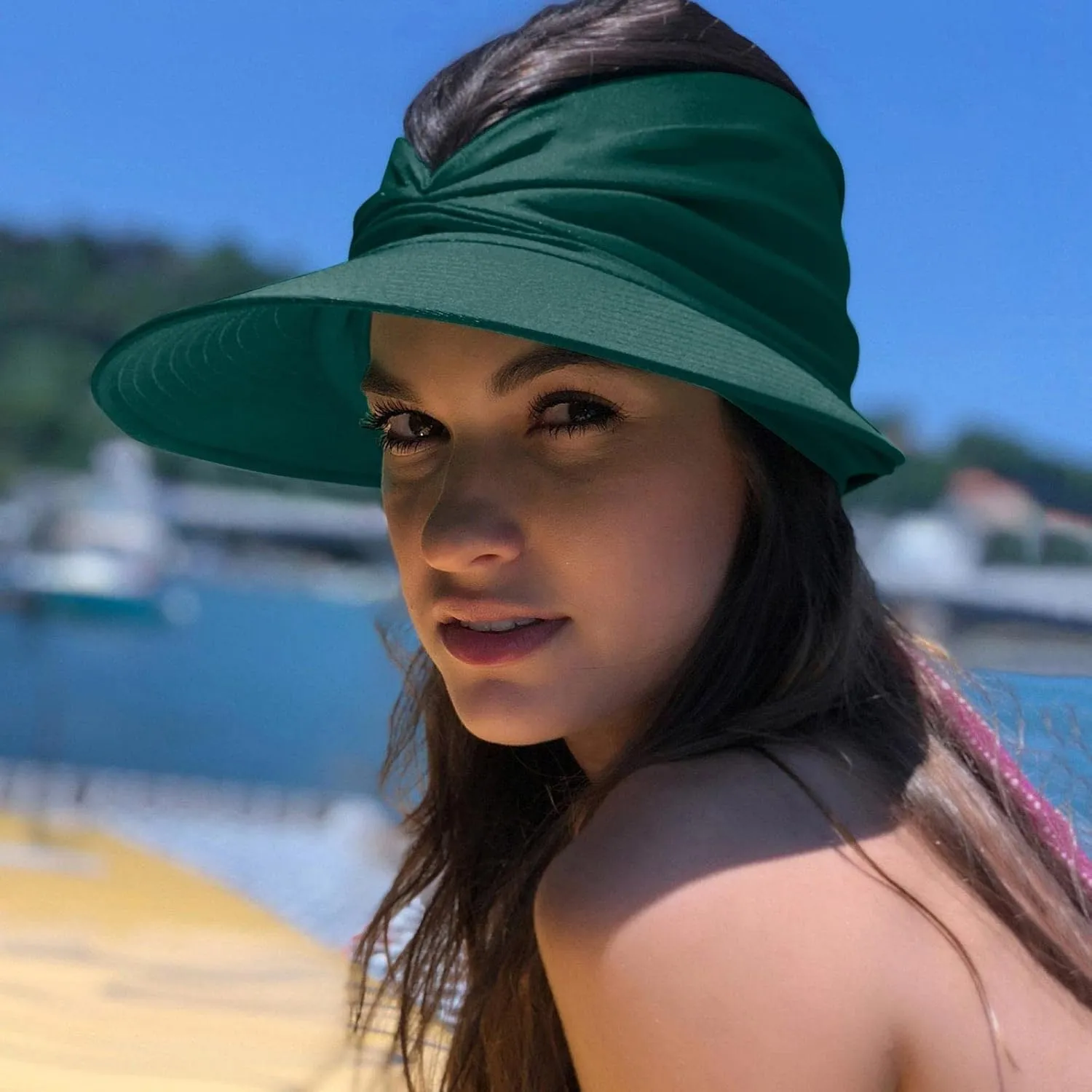 FUDERU Sun Visor Hats Clip On Wide Brim Visors Hat Women Men Outdoor Sports Beach Travel Tennis Caps s