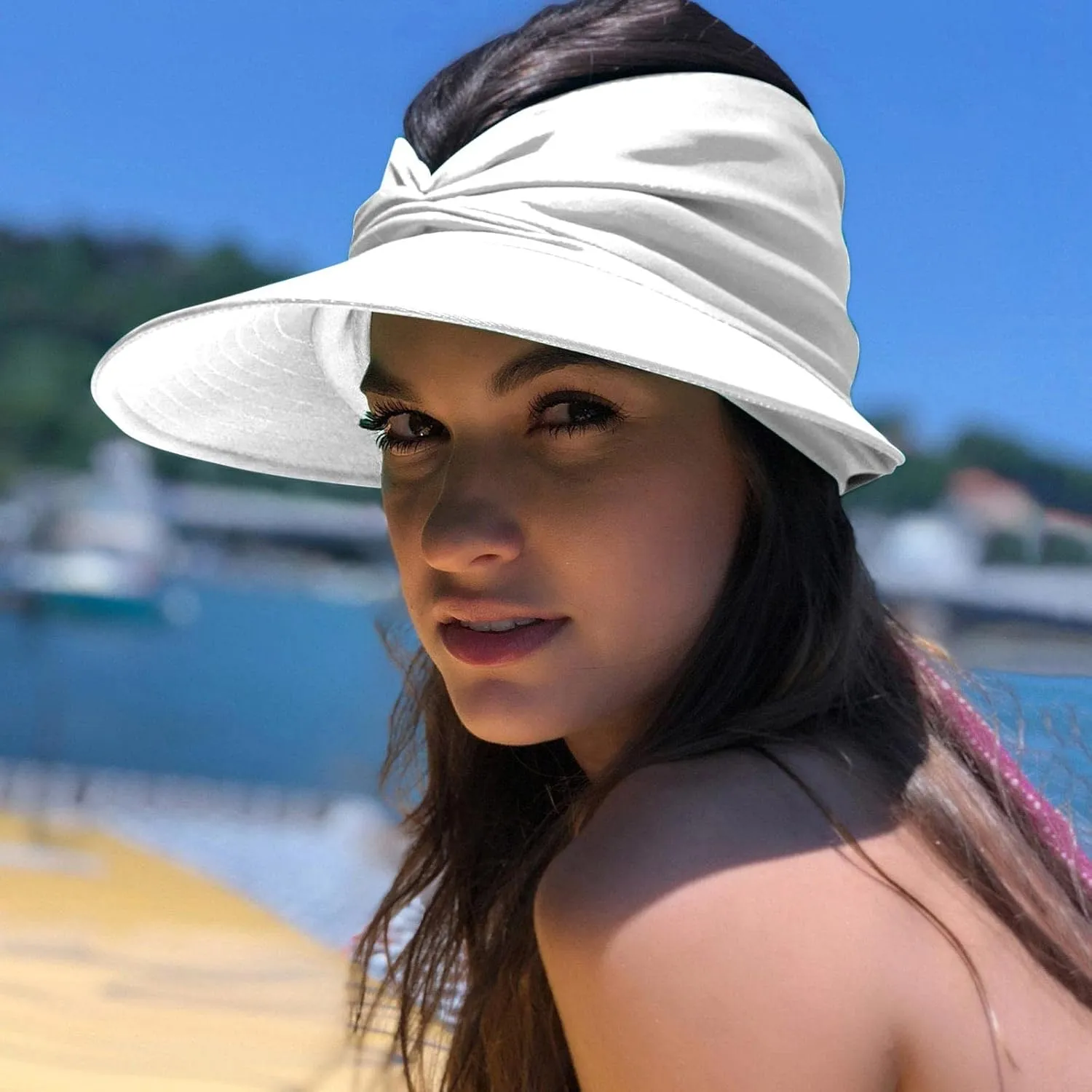 FUDERU Sun Visor Hats Clip On Wide Brim Visors Hat Women Men Outdoor Sports Beach Travel Tennis Caps s