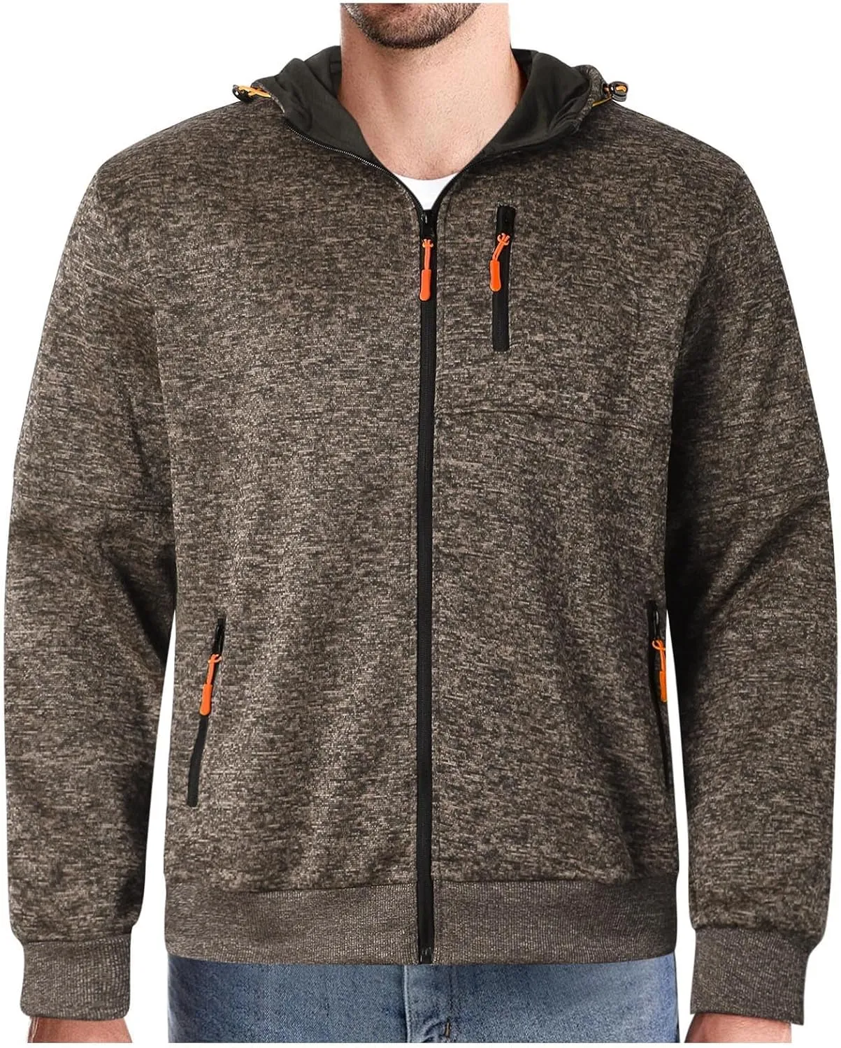 Fxbar Men Hoodies Casual Coat for Men with Zip Pockets Full Zip Long Sleeve Sweatshirt Sports Hooded Jacket with Pockets