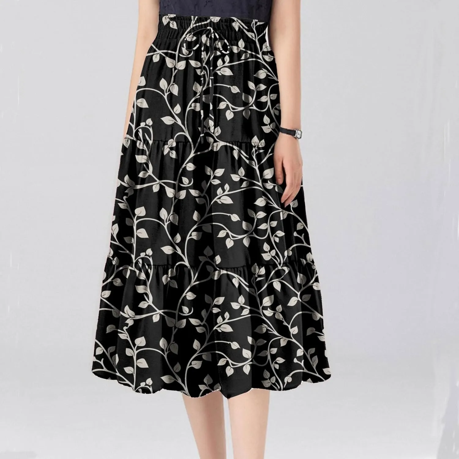 Gingham Skirt for Women High Waist A-Line Maxi Skirt Flowy Long Skirt Summer