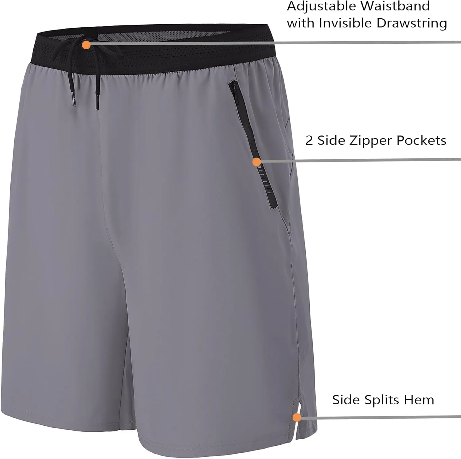 GYMELITE Men's Workout Running Shorts Gym Athletic Shorts 7'' Inseam Quick Dry Lightweight Shorts Sports with Zipper Pockets
