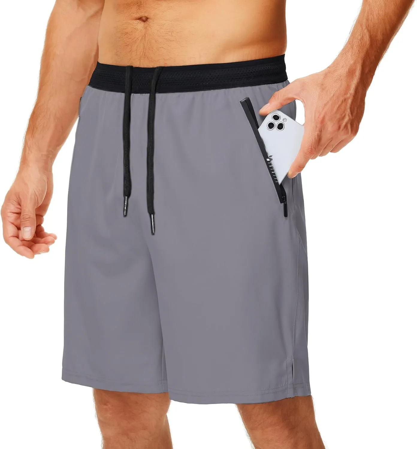 GYMELITE Men's Workout Running Shorts Gym Athletic Shorts 7'' Inseam Quick Dry Lightweight Shorts Sports with Zipper Pockets