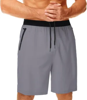 GYMELITE Men's Workout Running Shorts Gym Athletic Shorts 7'' Inseam Quick Dry Lightweight Shorts Sports with Zipper Pockets
