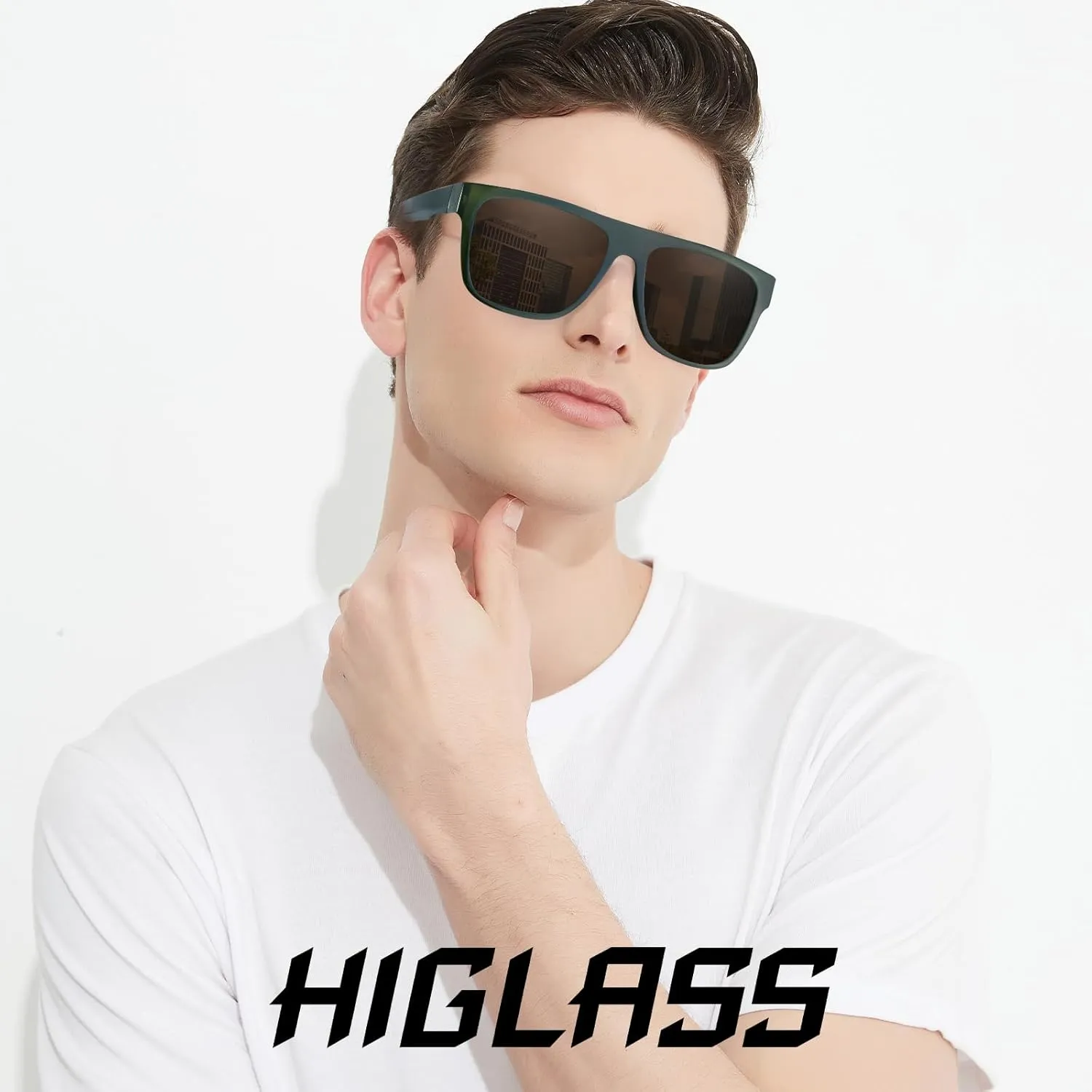 HIGLASS Polarized Sunglasses for Men Classic Square Shades with UV400 Protection for Running, Cycling, Driving