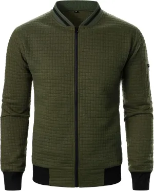 hlysgo Bomber Jacket Men, Mens Lightweight Jackets Casual Bomber Jacket Full Zip Sweatshirt Waffle Coat with Pocket