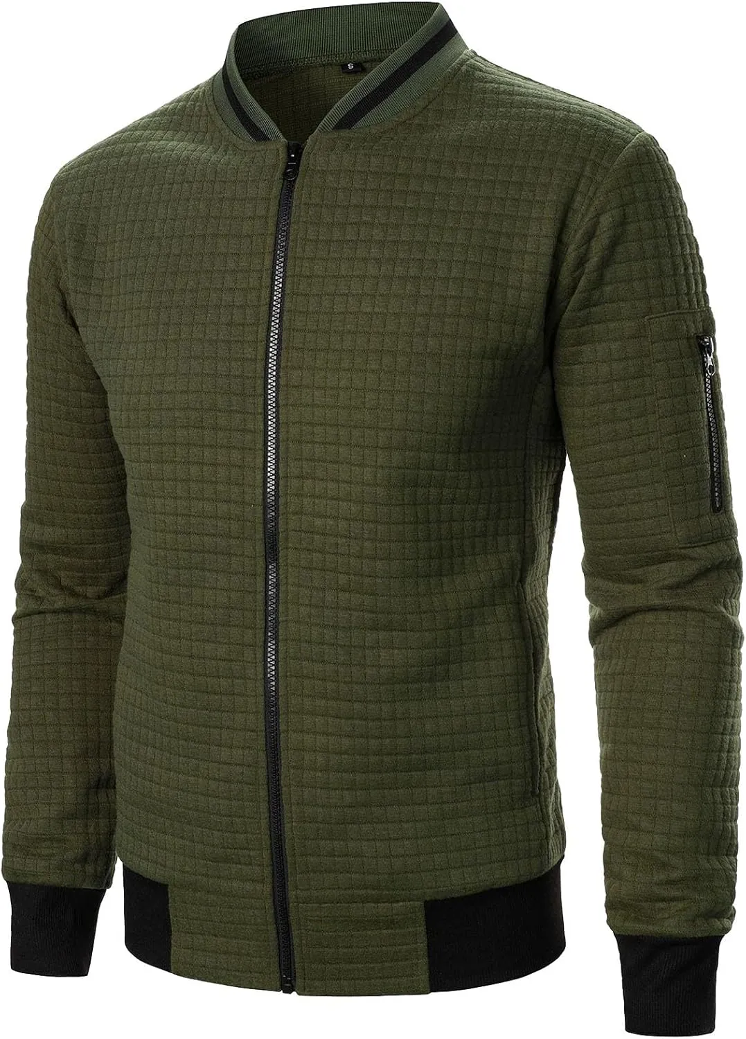 hlysgo Bomber Jacket Men, Mens Lightweight Jackets Casual Bomber Jacket Full Zip Sweatshirt Waffle Coat with Pocket