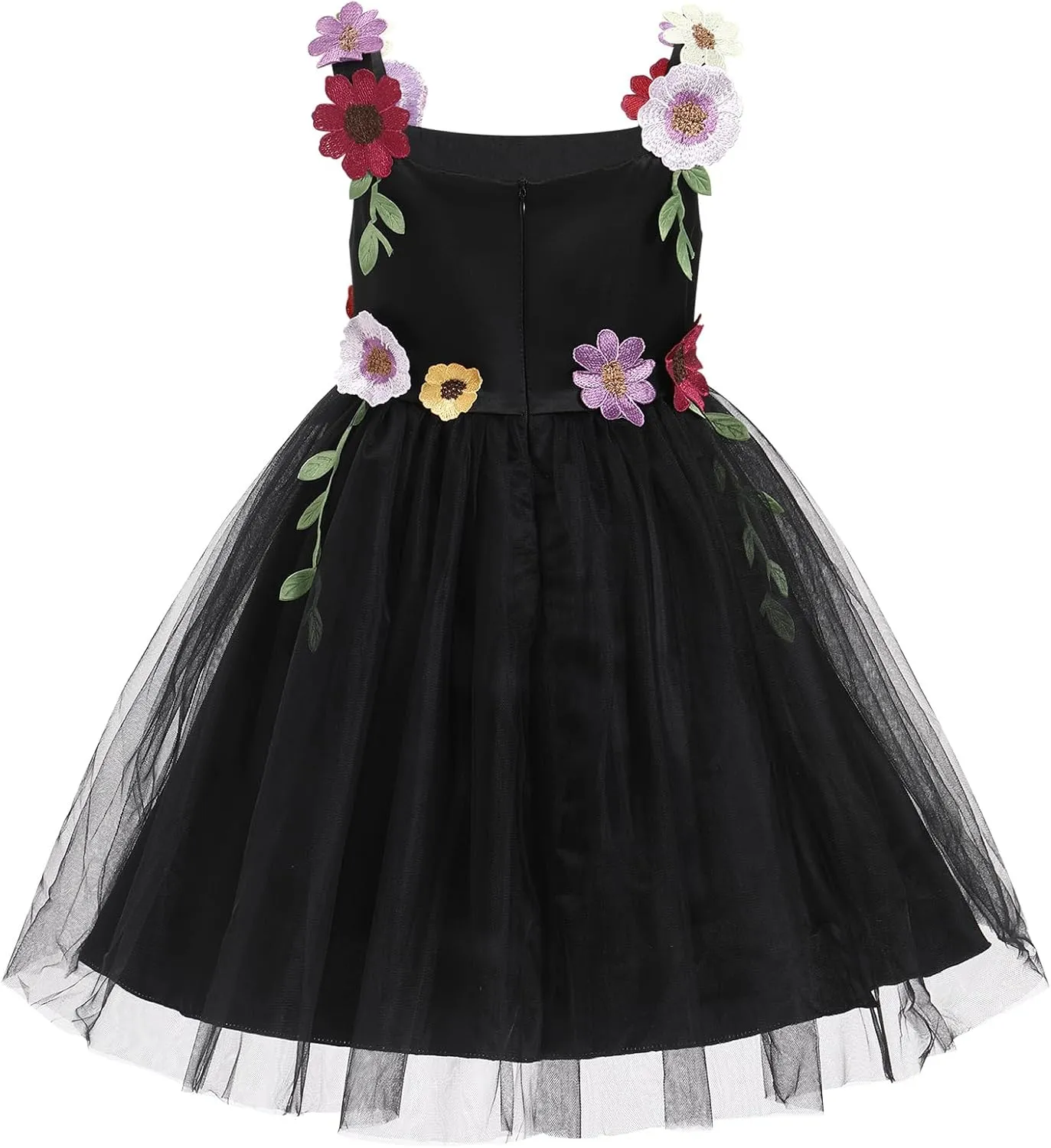 IDOPIP Toddler Baby Embroidery Flower Girl Dress for Kids Wedding Pageant Party Prom Gown Communion Birthday Tulle Dresses