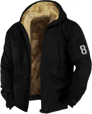 Jackets for Men Hoodie Fleece Winter Warm Jackets Windbreaker Heavyweight Windproof Sherpa Coat Casual Outerwear Jacket