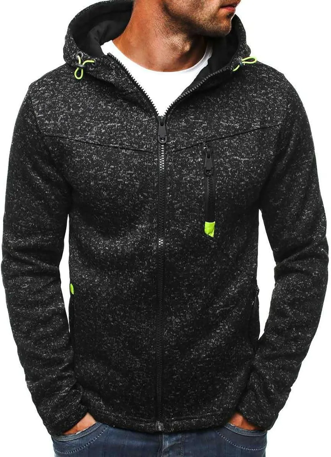 Jackets For Men With Hoodie Long Sleeve Hooded Sweatshirt Sports Outdoor Running Biking With Zip Pockets, S-4XL