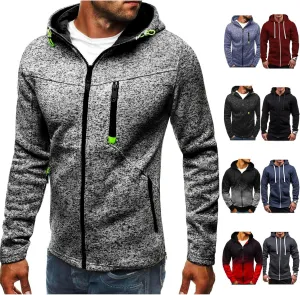 Jackets For Men With Hoodie Long Sleeve Hooded Sweatshirt Sports Outdoor Running Biking With Zip Pockets, S-4XL