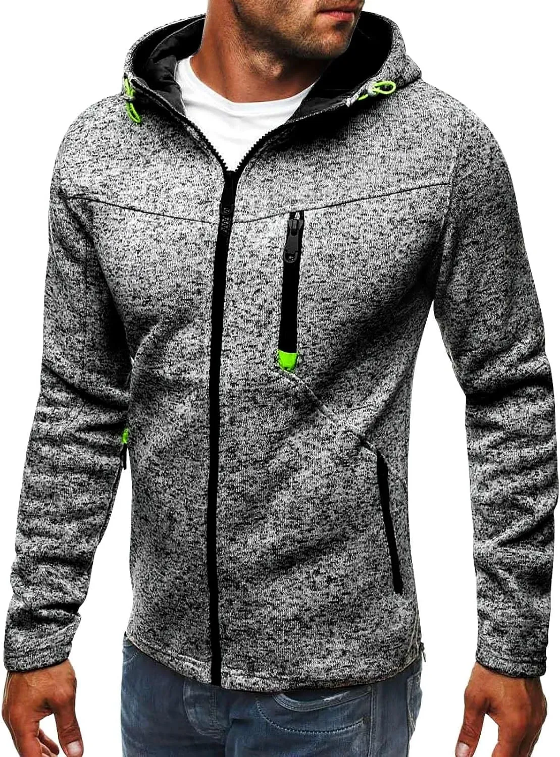 Jackets For Men With Hoodie Long Sleeve Hooded Sweatshirt Sports Outdoor Running Biking With Zip Pockets, S-4XL
