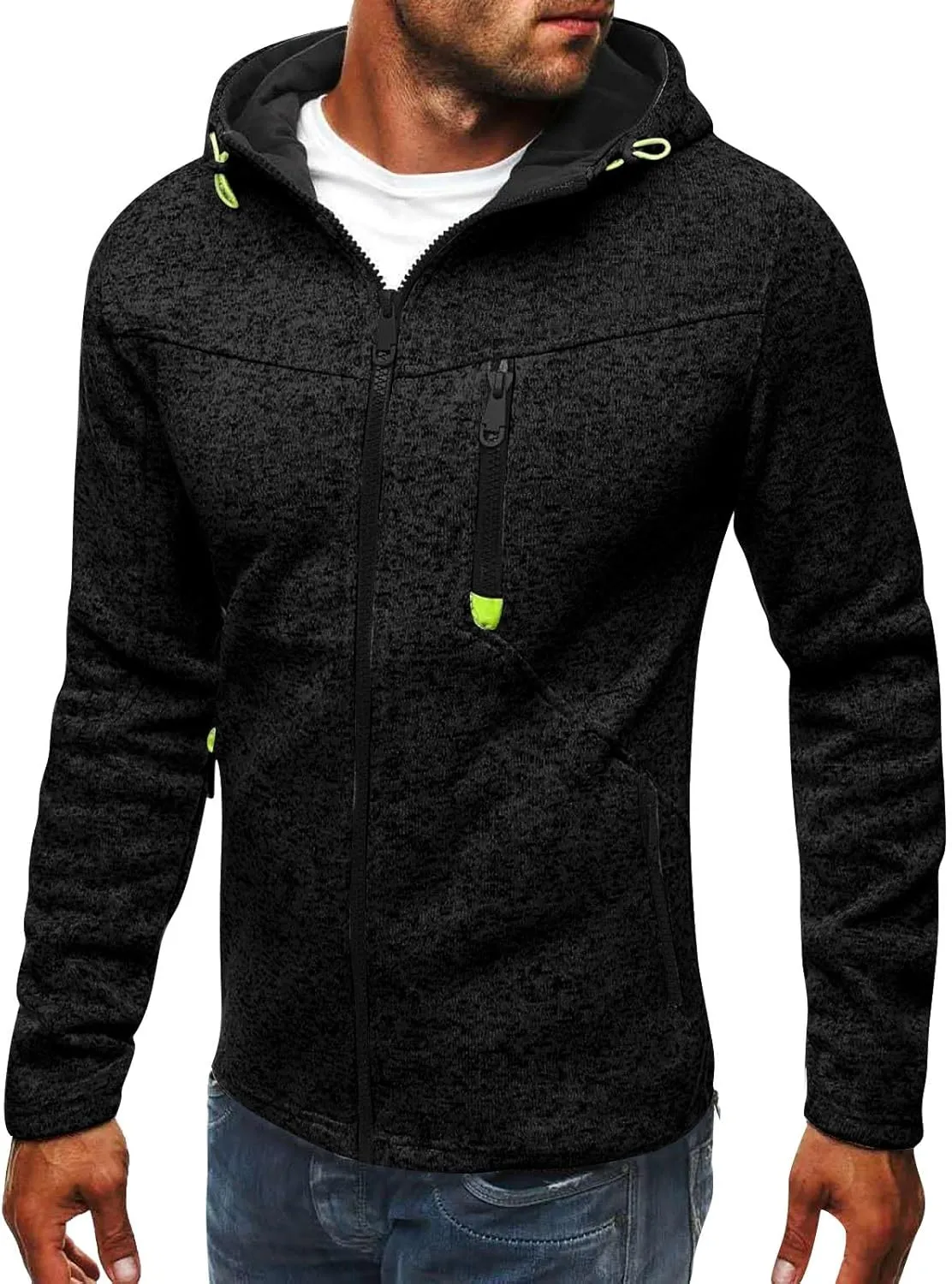 Jackets For Men With Hoodie Long Sleeve Hooded Sweatshirt Sports Outdoor Running Biking With Zip Pockets, S-4XL